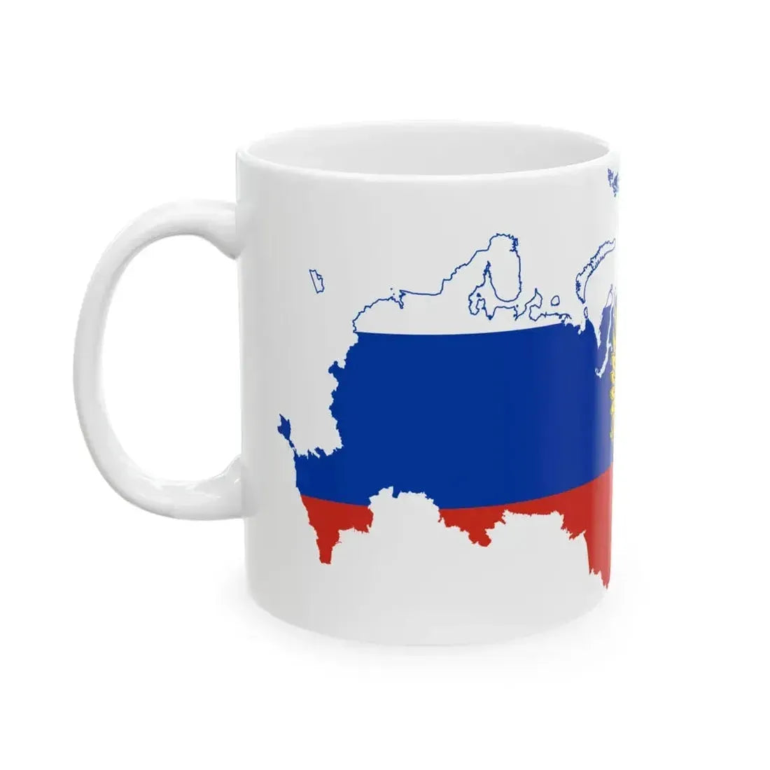 Flag map of Russia with coat of arms 2014-2022 (Russia) White Coffee Mug - Go Mug Yourself