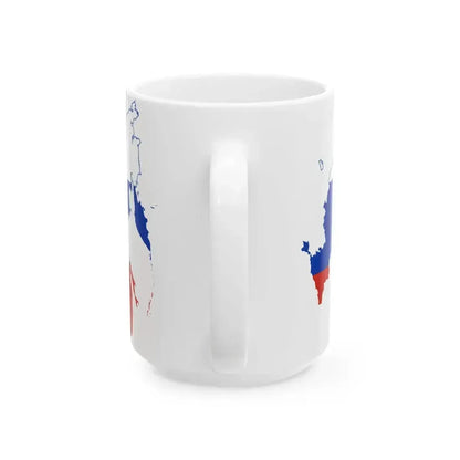Flag map of Russia with coat of arms 2014-2022 (Russia) White Coffee Mug - Go Mug Yourself