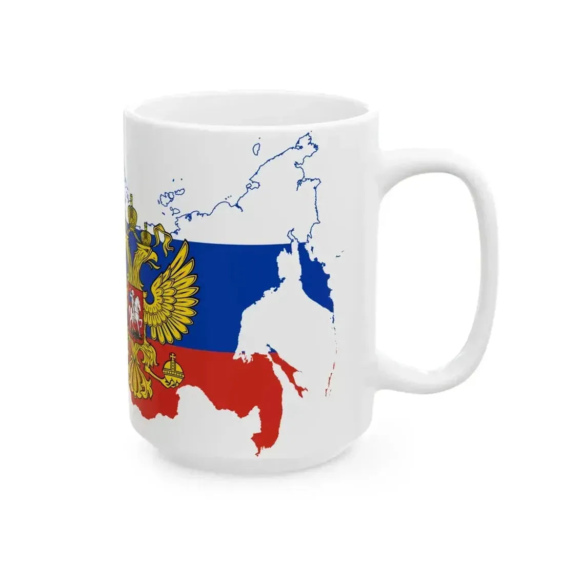 Flag map of Russia with coat of arms 2014-2022 (Russia) White Coffee Mug - Go Mug Yourself