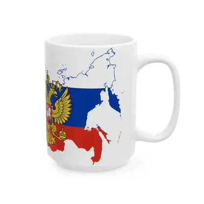 Flag map of Russia with coat of arms 2014-2022 (Russia) White Coffee Mug - Go Mug Yourself