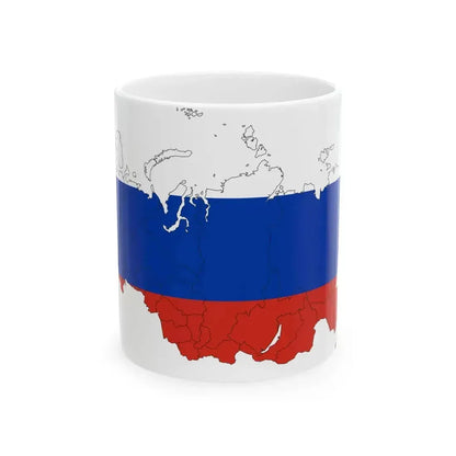 Flag map of Russia with federal subjects 2014-2022 (Russia) White Coffee Mug 11oz - Go Mug Yourself