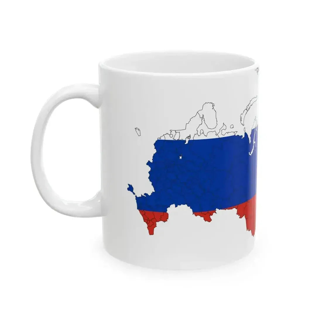 Flag map of Russia with federal subjects 2014-2022 (Russia) White Coffee Mug - Go Mug Yourself