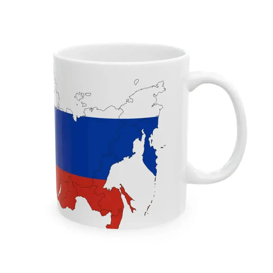Flag map of Russia with federal subjects 2014-2022 (Russia) White Coffee Mug - Go Mug Yourself