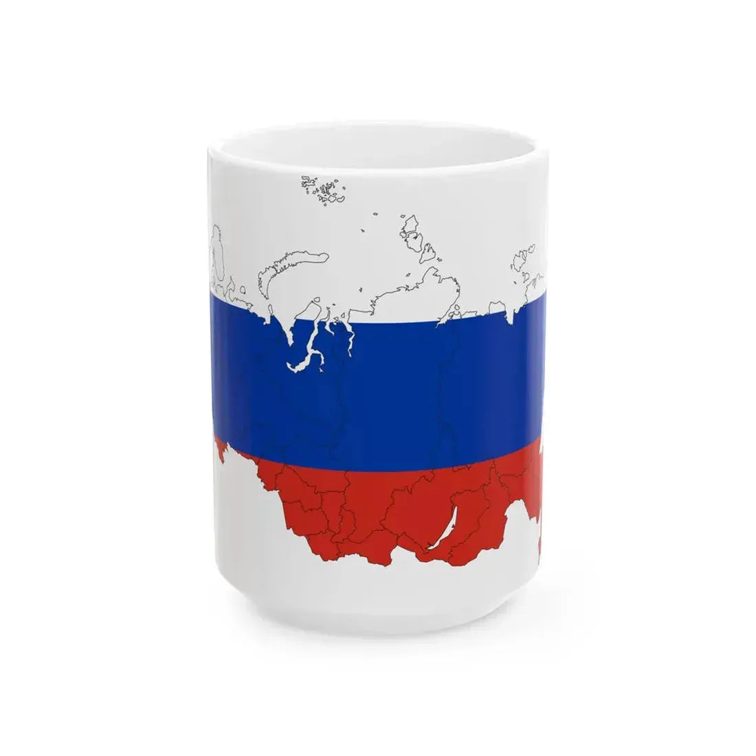 Flag-map of Russia with federal subjects after 2709-2022 (Russia) White Coffee Mug 15oz - Go Mug Yourself