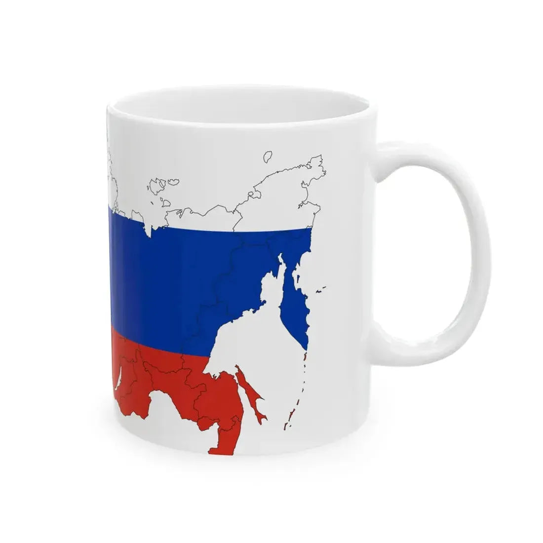 Flag-map of Russia with federal subjects after 2709-2022 (Russia) White Coffee Mug - Go Mug Yourself