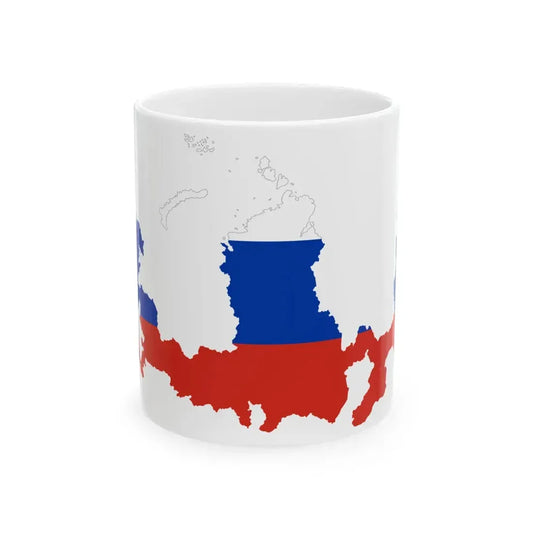 Flag-Map of Russia without Autonomous Okrugs and Republics (Russia) White Coffee Mug 11oz - Go Mug Yourself