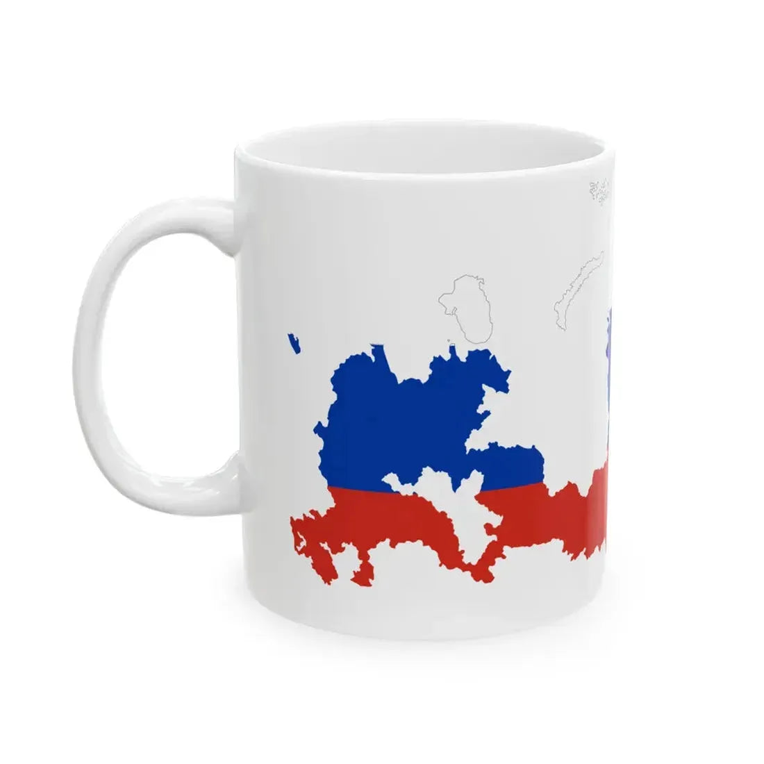 Flag-Map of Russia without Autonomous Okrugs and Republics (Russia) White Coffee Mug - Go Mug Yourself