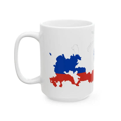Flag-Map of Russia without Autonomous Okrugs and Republics (Russia) White Coffee Mug - Go Mug Yourself