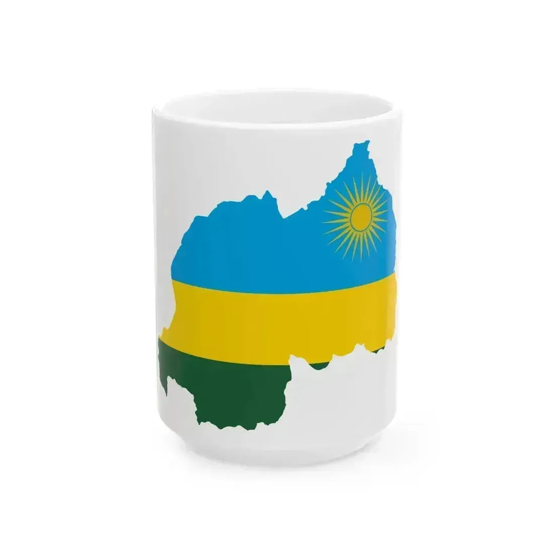 Flag map of Rwanda (Rwanda) White Coffee Mug 15oz - Go Mug Yourself