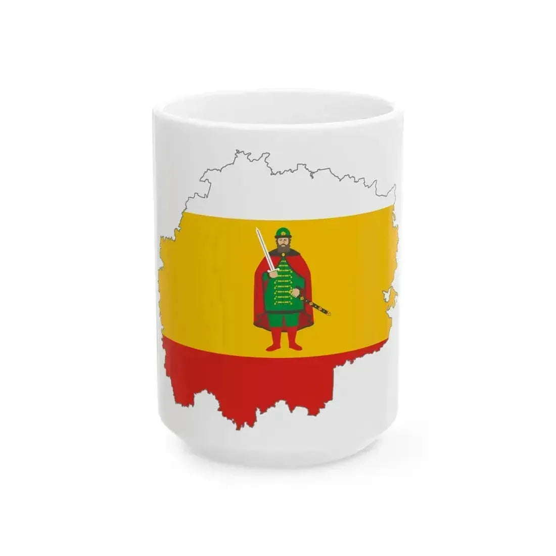 Flag map of Ryazan Oblast (Russia) White Coffee Mug 15oz - Go Mug Yourself