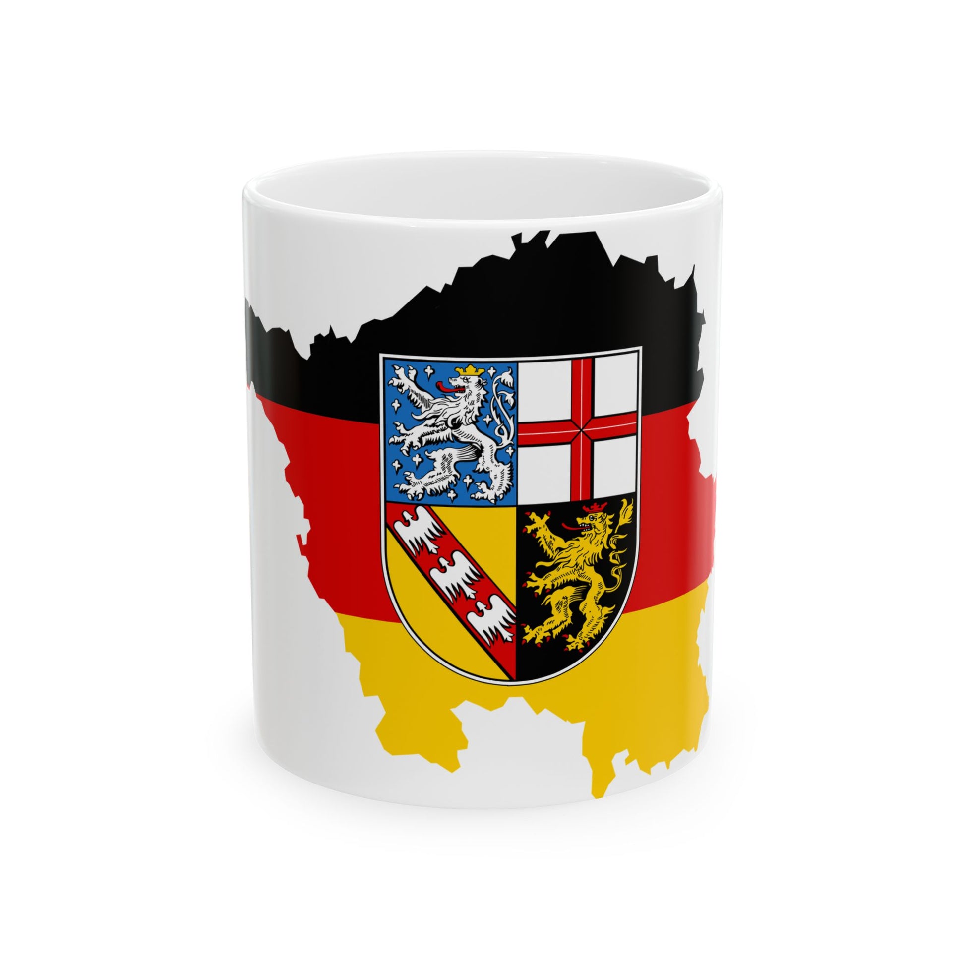 Flag map of Saarland (Germany) White Coffee Mug-11oz-Go Mug Yourself