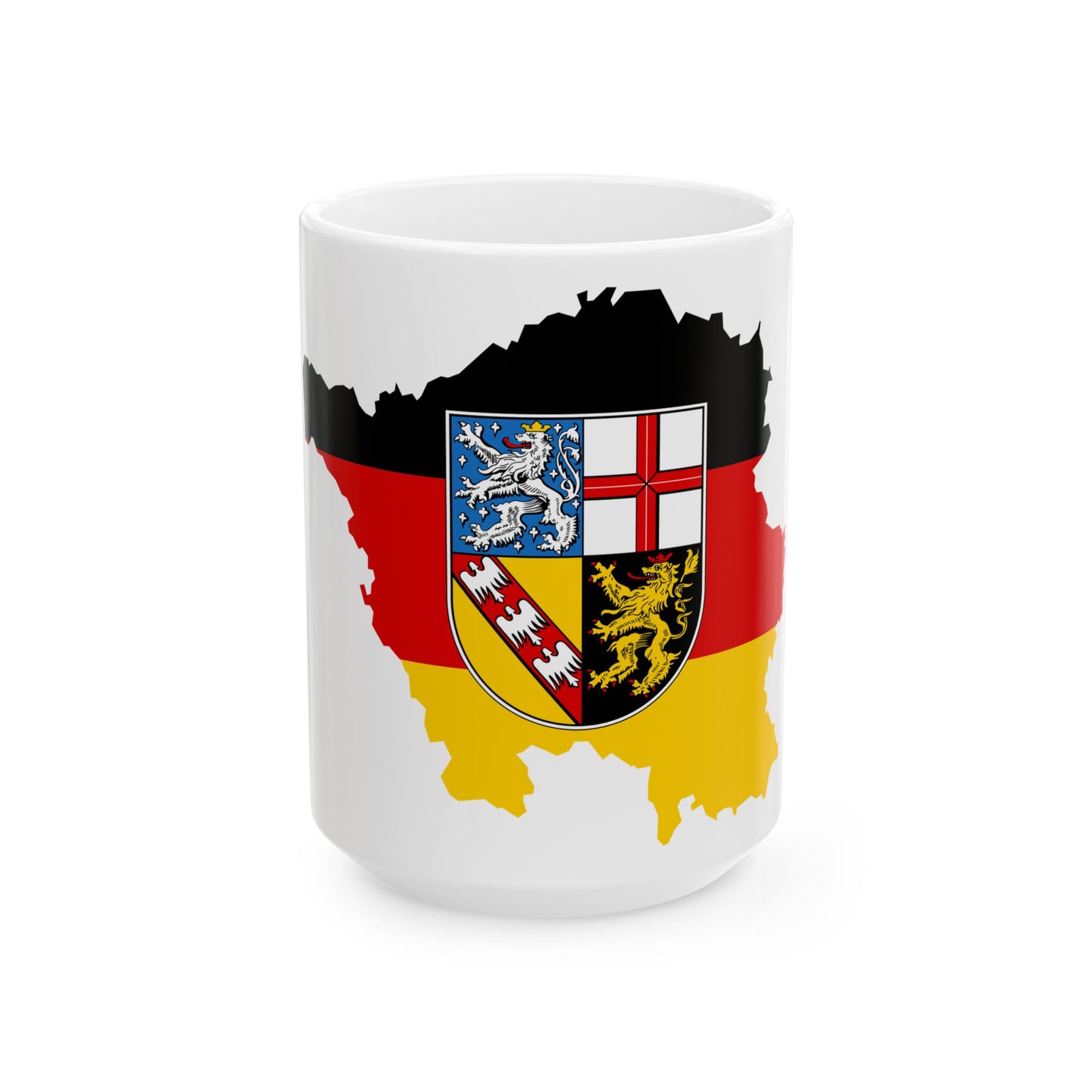 Flag map of Saarland (Germany) White Coffee Mug-15oz-Go Mug Yourself