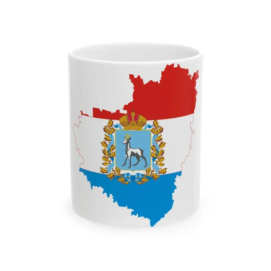 Flag-map of Samara Oblast (Russia) White Coffee Mug 11oz - Go Mug Yourself
