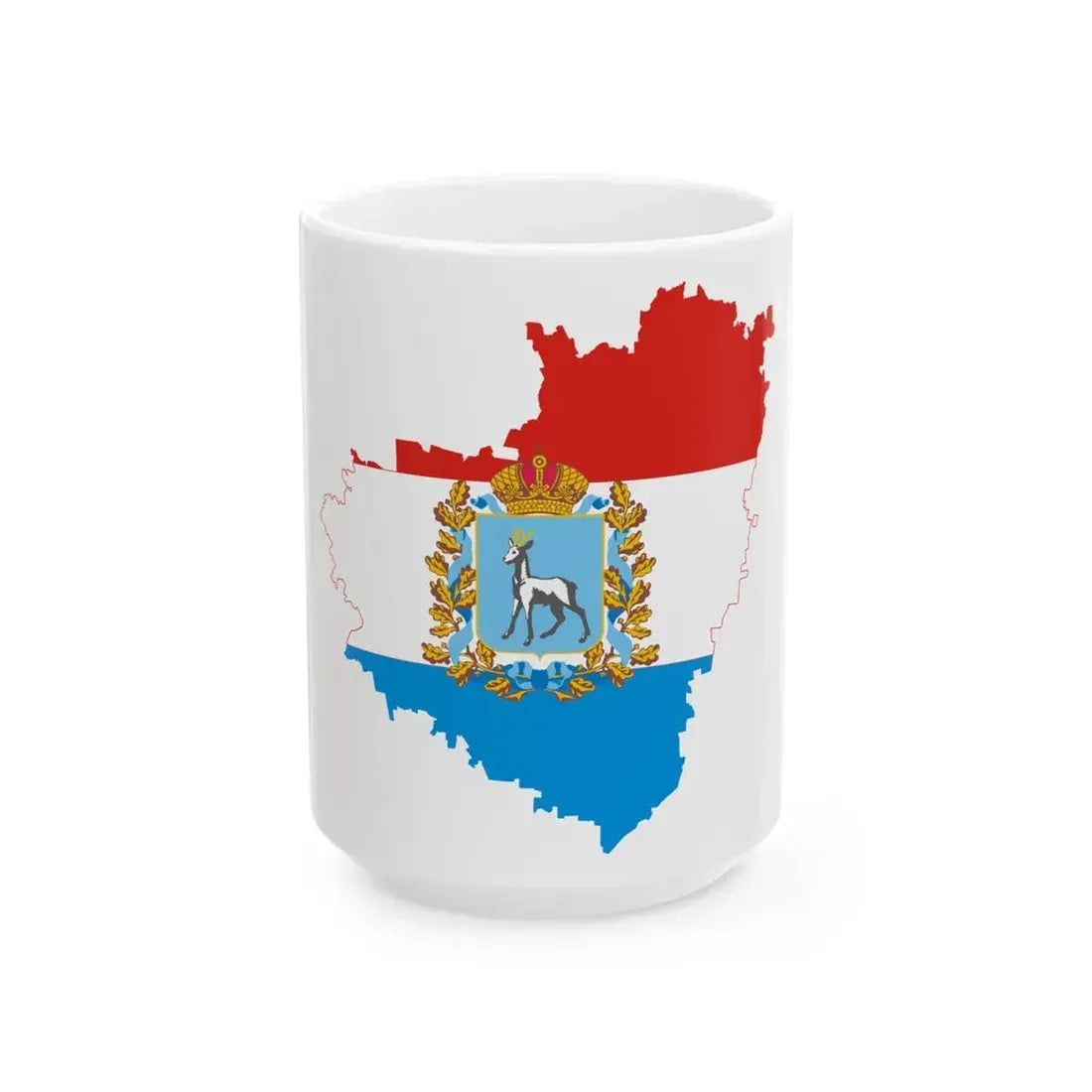 Flag-map of Samara Oblast (Russia) White Coffee Mug 15oz - Go Mug Yourself