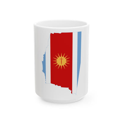 Flag-map of Santiago del Estero Province (Argentina) White Coffee Mug-15oz-Go Mug Yourself