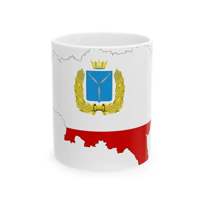 Flag map of Saratov (Russia) White Coffee Mug 11oz - Go Mug Yourself