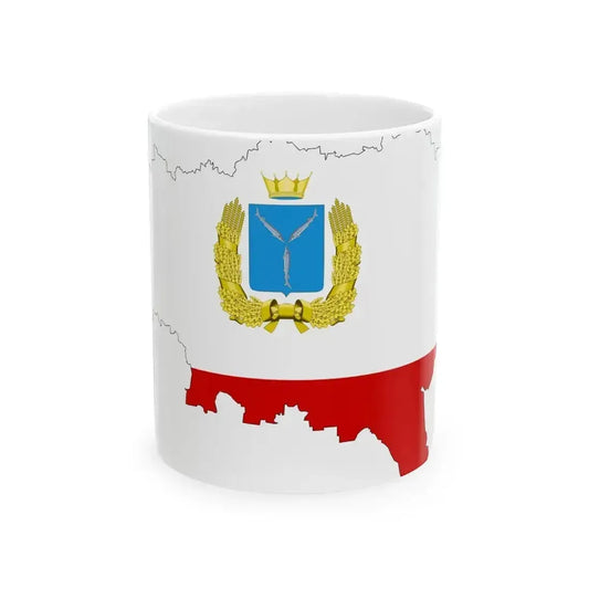 Flag map of Saratov (Russia) White Coffee Mug 11oz - Go Mug Yourself
