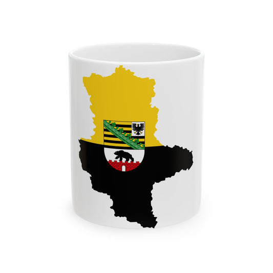 Flag map of Saxony-Anhalt (Germany) White Coffee Mug-11oz-Go Mug Yourself