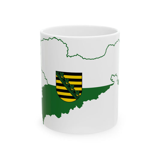 Flag map of Saxony (Germany) White Coffee Mug-11oz-Go Mug Yourself