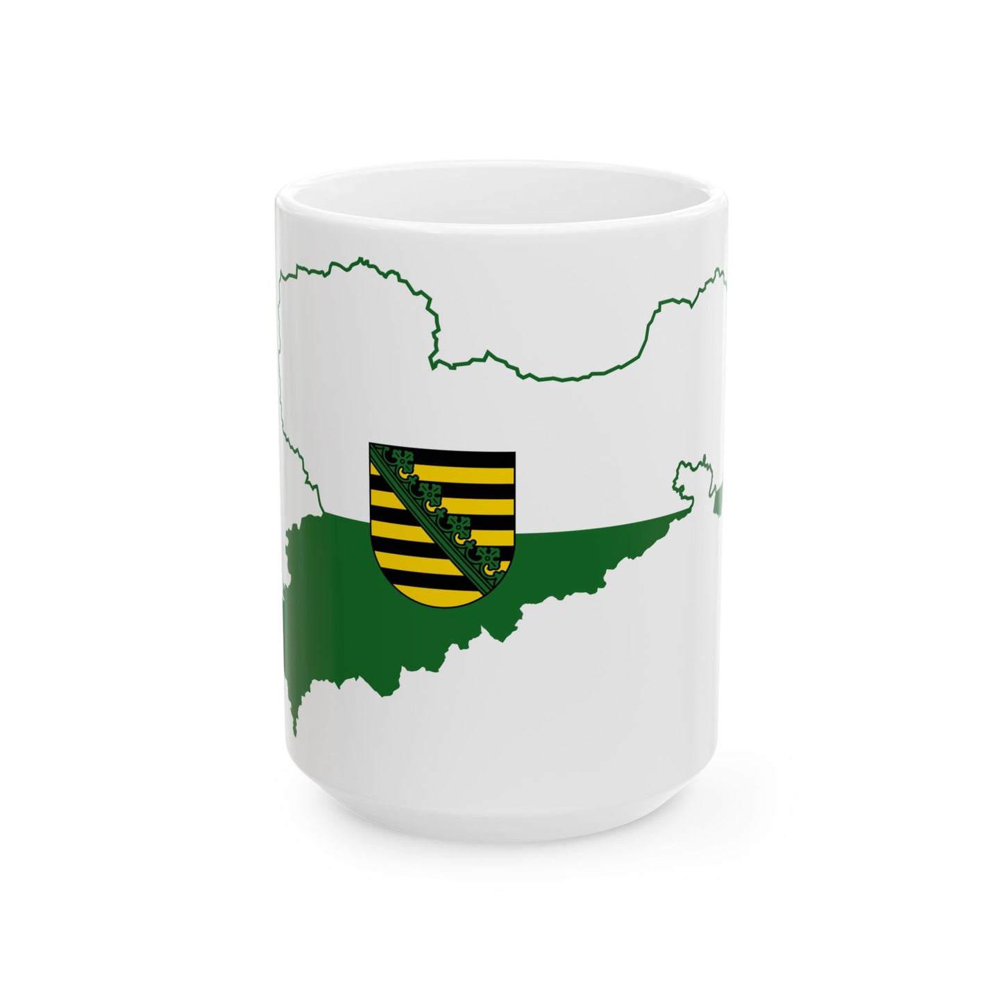 Flag map of Saxony (Germany) White Coffee Mug-15oz-Go Mug Yourself