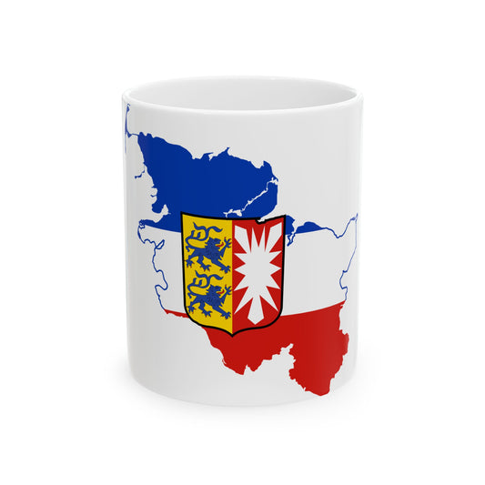 Flag map of Schleswig-Holstein (Germany) White Coffee Mug-11oz-Go Mug Yourself