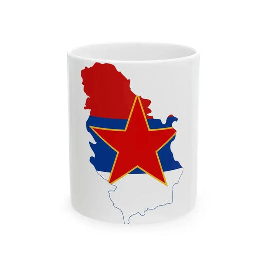 Flag map of Serbia 1947-1992 (Serbia) White Coffee Mug 11oz - Go Mug Yourself