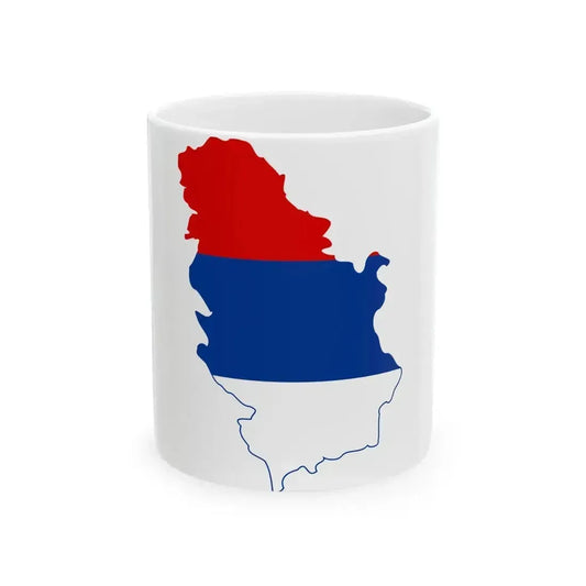 Flag map of Serbia 1992-2004 (Serbia) White Coffee Mug 11oz - Go Mug Yourself