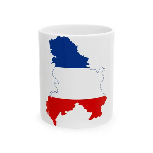Flag map of Serbia and Montenegro 1992-2006 without Kosovo (Montenegro) White Coffee Mug 11oz - Go Mug Yourself