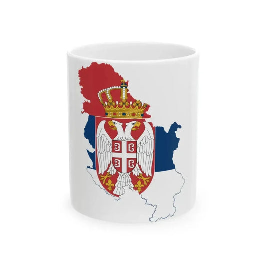 Flag map of Serbia without Kosovo (Serbia) White Coffee Mug 11oz - Go Mug Yourself