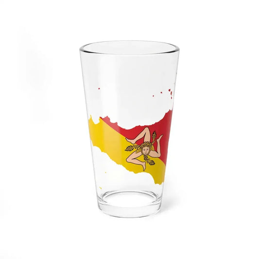 Flag-map of Sicily (Italy) Pint Glass 16oz 16oz - Go Mug Yourself