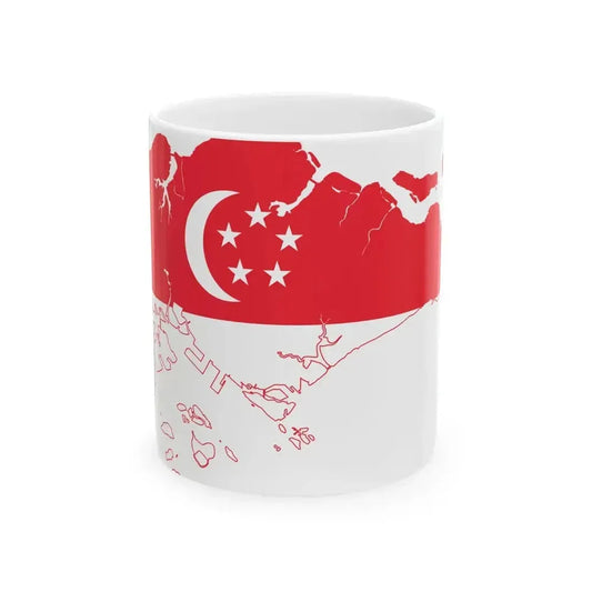 Flag map of Singapore (Singapore) White Coffee Mug 11oz - Go Mug Yourself