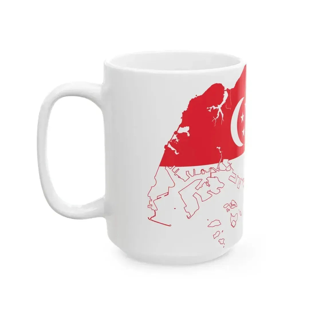 Flag map of Singapore (Singapore) White Coffee Mug - Go Mug Yourself