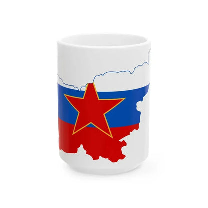 Flag map of Slovenia 1945-1991 (Slovenia) White Coffee Mug 15oz - Go Mug Yourself