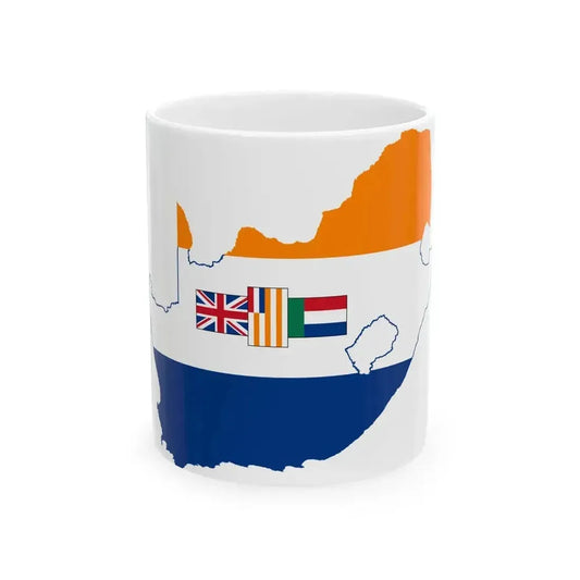 Flag map of South Africa 1928-1982 (South Africa) White Coffee Mug 11oz - Go Mug Yourself