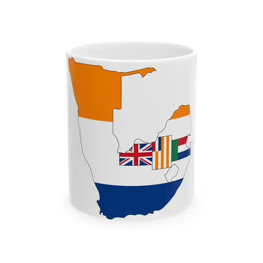 Flag map of South Africa 1928-1982 with South West Africa (South Africa) White Coffee Mug 11oz - Go Mug Yourself