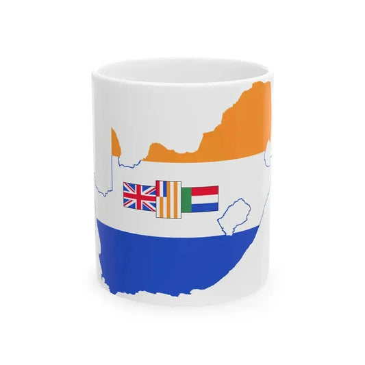 Flag map of South Africa 1982-1994 (South Africa) White Coffee Mug 11oz - Go Mug Yourself