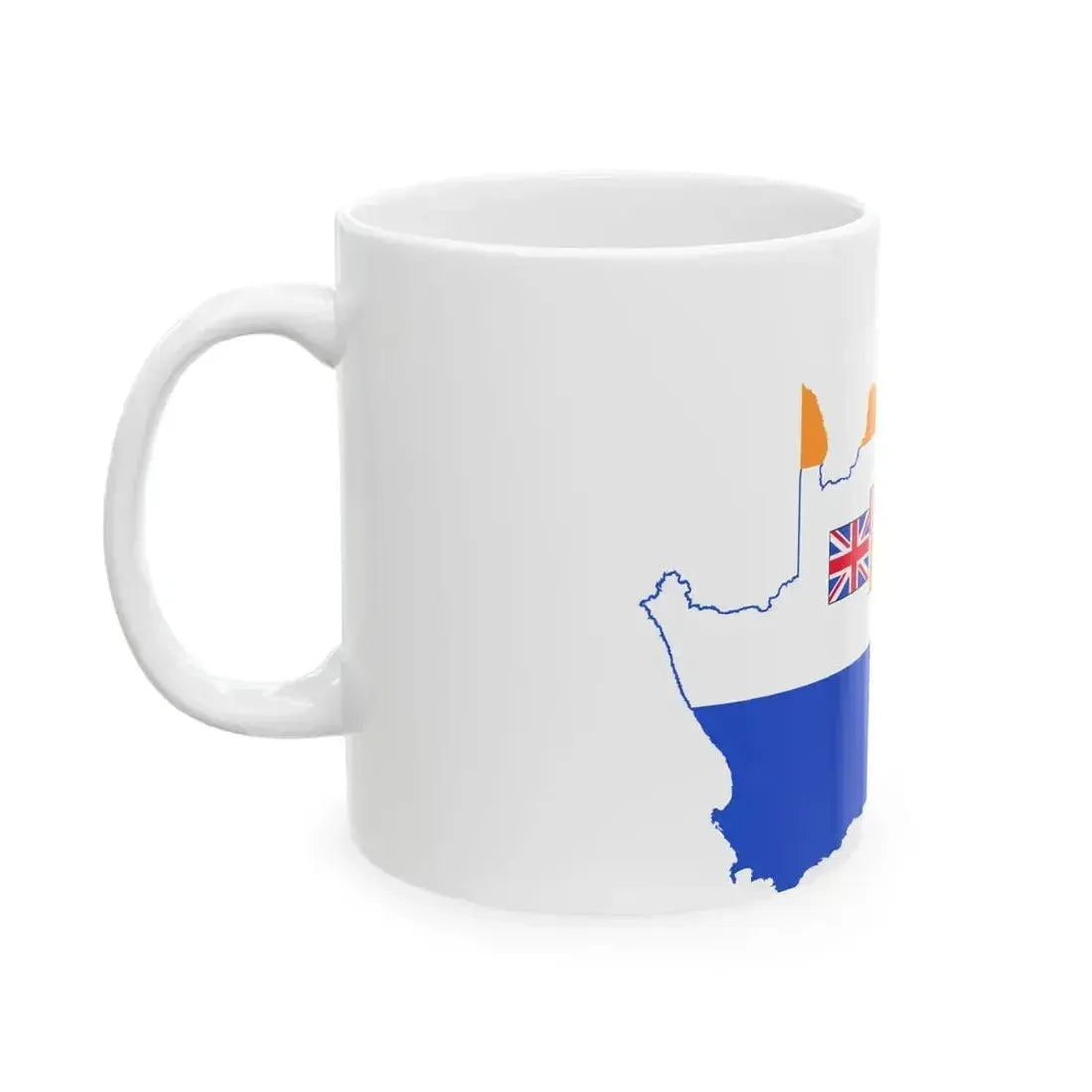 Flag map of South Africa 1982-1994 (South Africa) White Coffee Mug - Go Mug Yourself