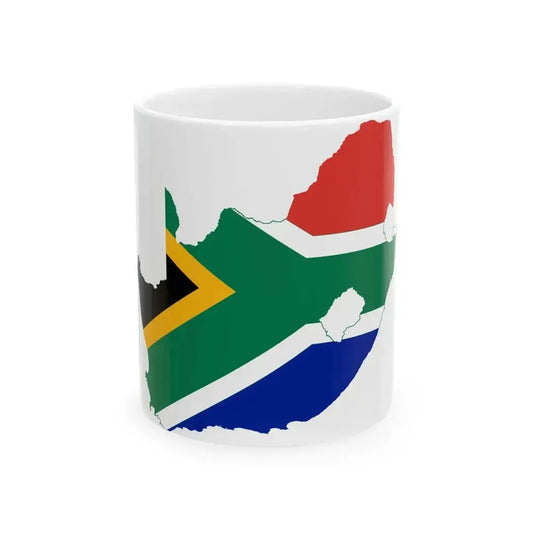 Flag map of South Africa (South Africa) White Coffee Mug 11oz - Go Mug Yourself