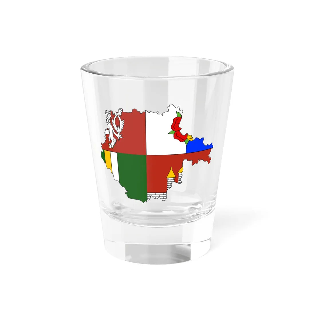 Flag-map of South Bohemian Region (Czech Republic) Shot Glass 1.5oz 1.5oz - Go Mug Yourself