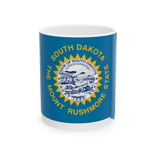 Flag-map of South Dakota (United States) White Coffee Mug 11oz - Go Mug Yourself