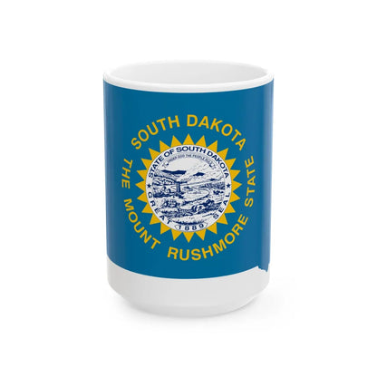 Flag-map of South Dakota (United States) White Coffee Mug 15oz - Go Mug Yourself