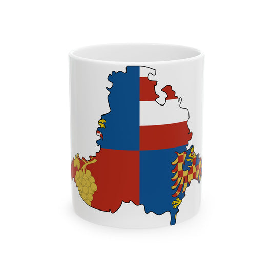 Flag-map of South Moravian Region (Czech Republic) White Coffee Mug-11oz-Go Mug Yourself