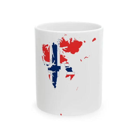 Flag-map of Svalbard (Norway) White Coffee Mug 11oz - Go Mug Yourself