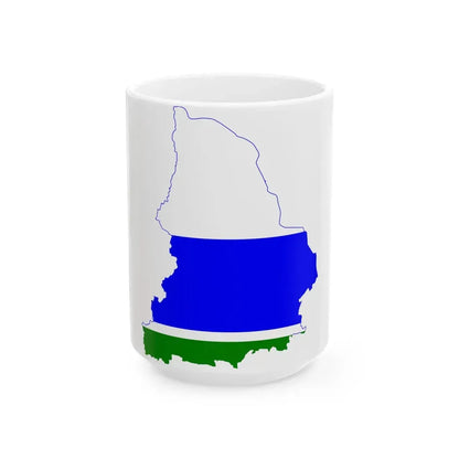 Flag-map of Sverdlovsk Oblast (Russia) White Coffee Mug 15oz - Go Mug Yourself