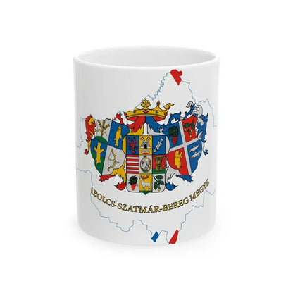 Flag-map of Szabolcs-Szatmar-Bereg County (Hungary) White Coffee Mug 11oz - Go Mug Yourself