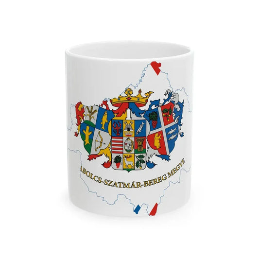 Flag-map of Szabolcs-Szatmar-Bereg County (Hungary) White Coffee Mug 11oz - Go Mug Yourself