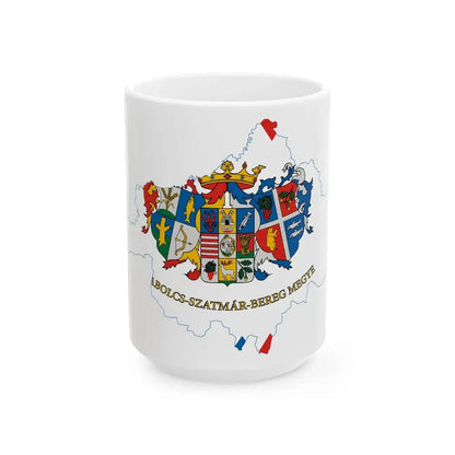 Flag-map of Szabolcs-Szatmar-Bereg County (Hungary) White Coffee Mug 15oz - Go Mug Yourself