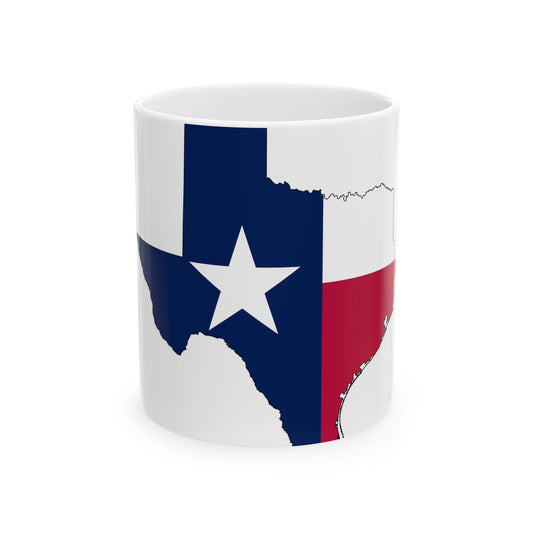 Flag-map of Texas (United States) White Coffee Mug-11oz-Go Mug Yourself