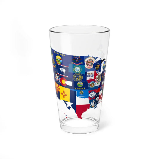 Flag-map of the 50 states of the United States (United States) Pint Glass 16oz 16oz - Go Mug Yourself