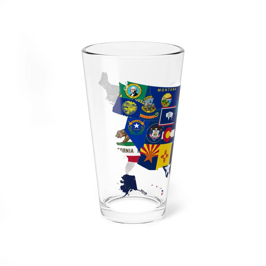 Flag-map of the 50 states of the United States (United States) Pint Glass 16oz - Go Mug Yourself